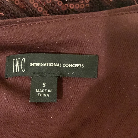 INC size small wine in color beaded wrap dress - Picture 6 of 7